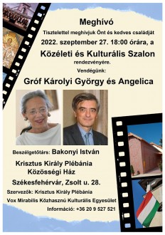 Károlyi György és Károlyi Angelica lesznek a keddi Közéleti Szalon vendégei